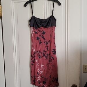 Floral Pink and Black Spaghetti Strap Dress